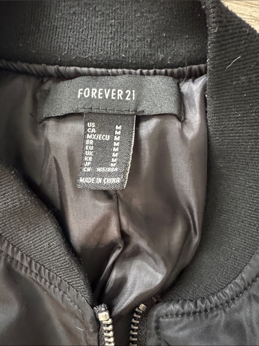 Forever 21 Men's Black Bomber Jacket with Zip Pockets - Picture 2 of 5